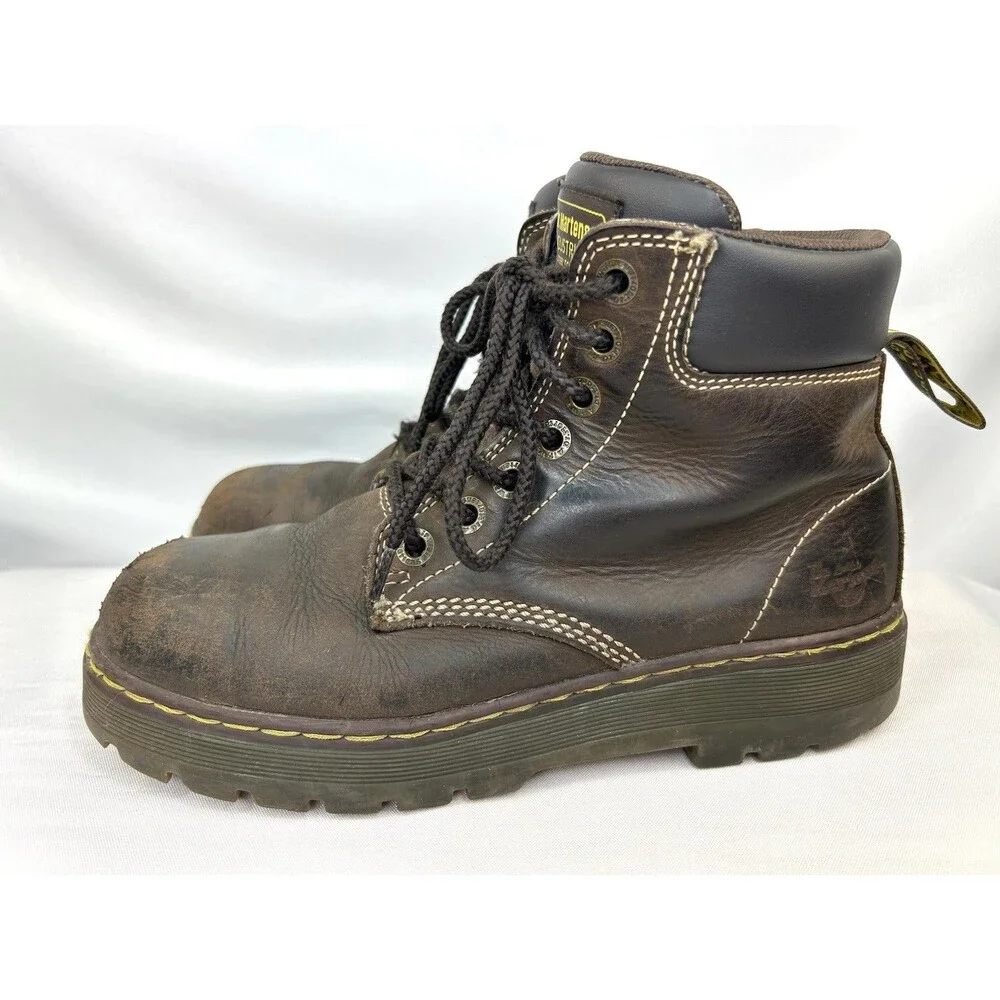 Dr Martens Steel Toe Work Boots Brown Leather Slip Resistant Winch St Men’s 8